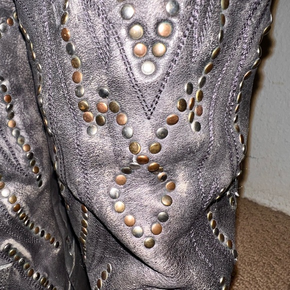 Frye Studded Pull On Metallic Cowboy Boots Gray, 7 - Picture 4 of 6